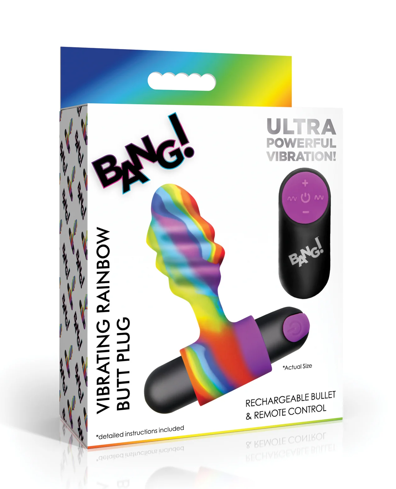 Bang! Vibrating Rainbow Butt Plug - Image 5