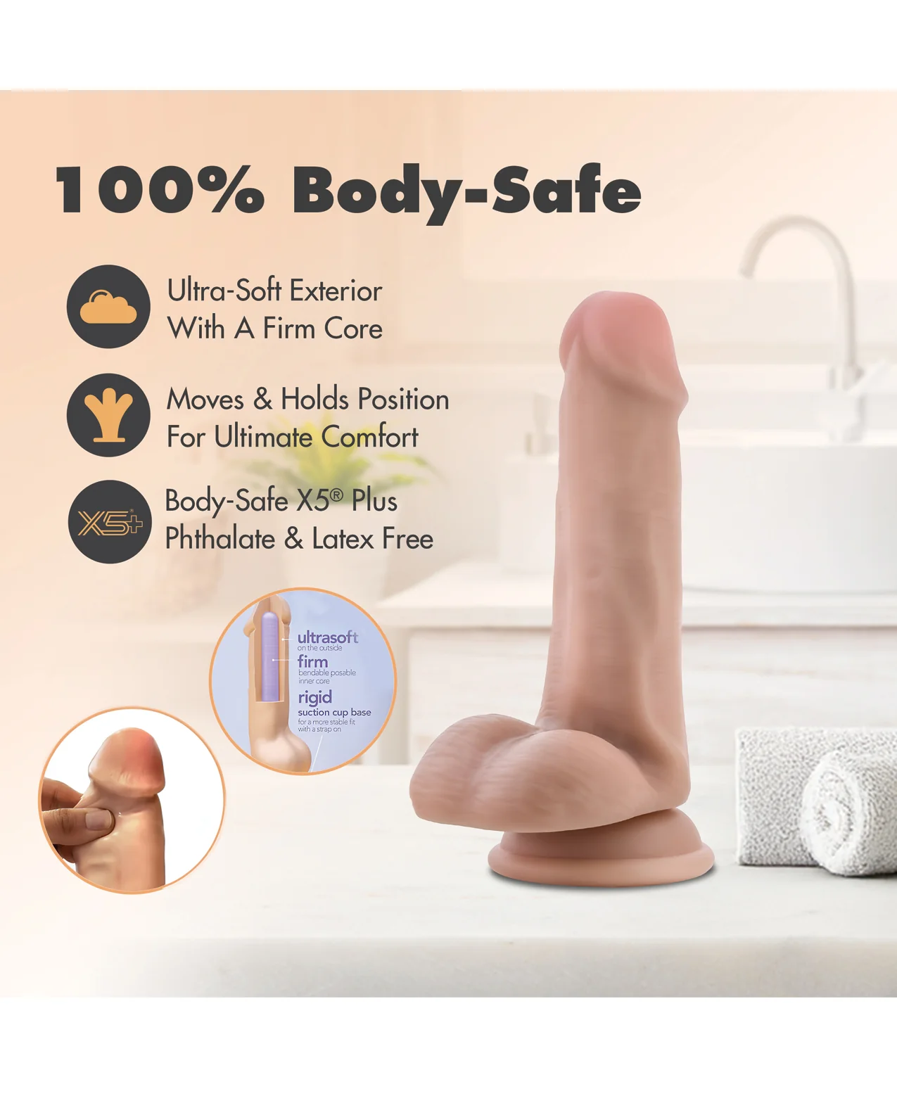 Blush Dr. Skin Plus 6" Posable Dildo With Balls - Image 4