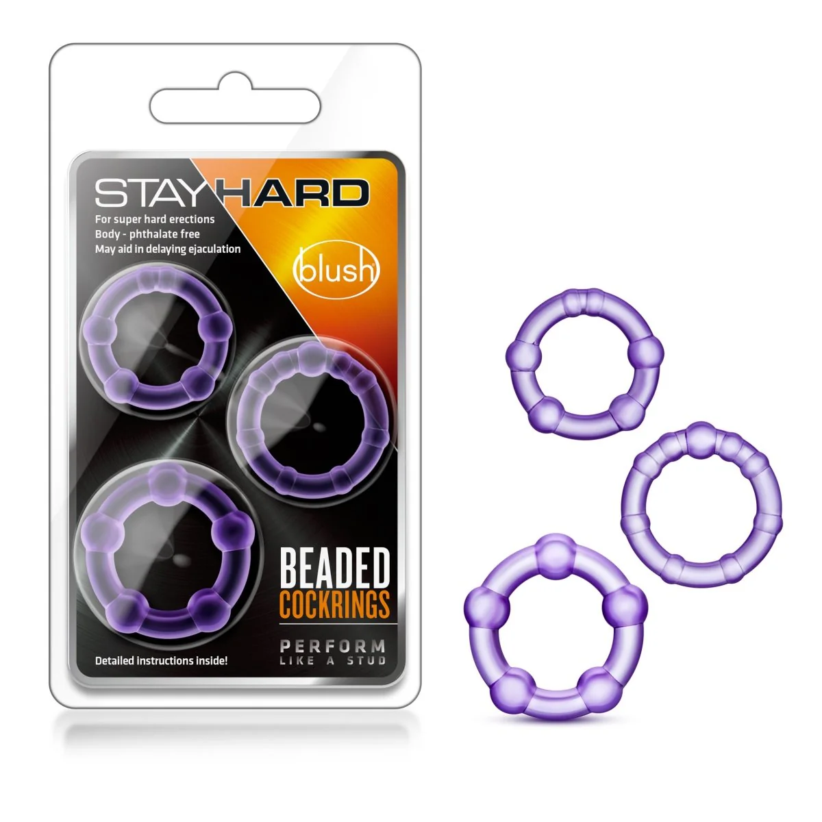 Blush Stay Hard Beaded Cock Rings - Image 2
