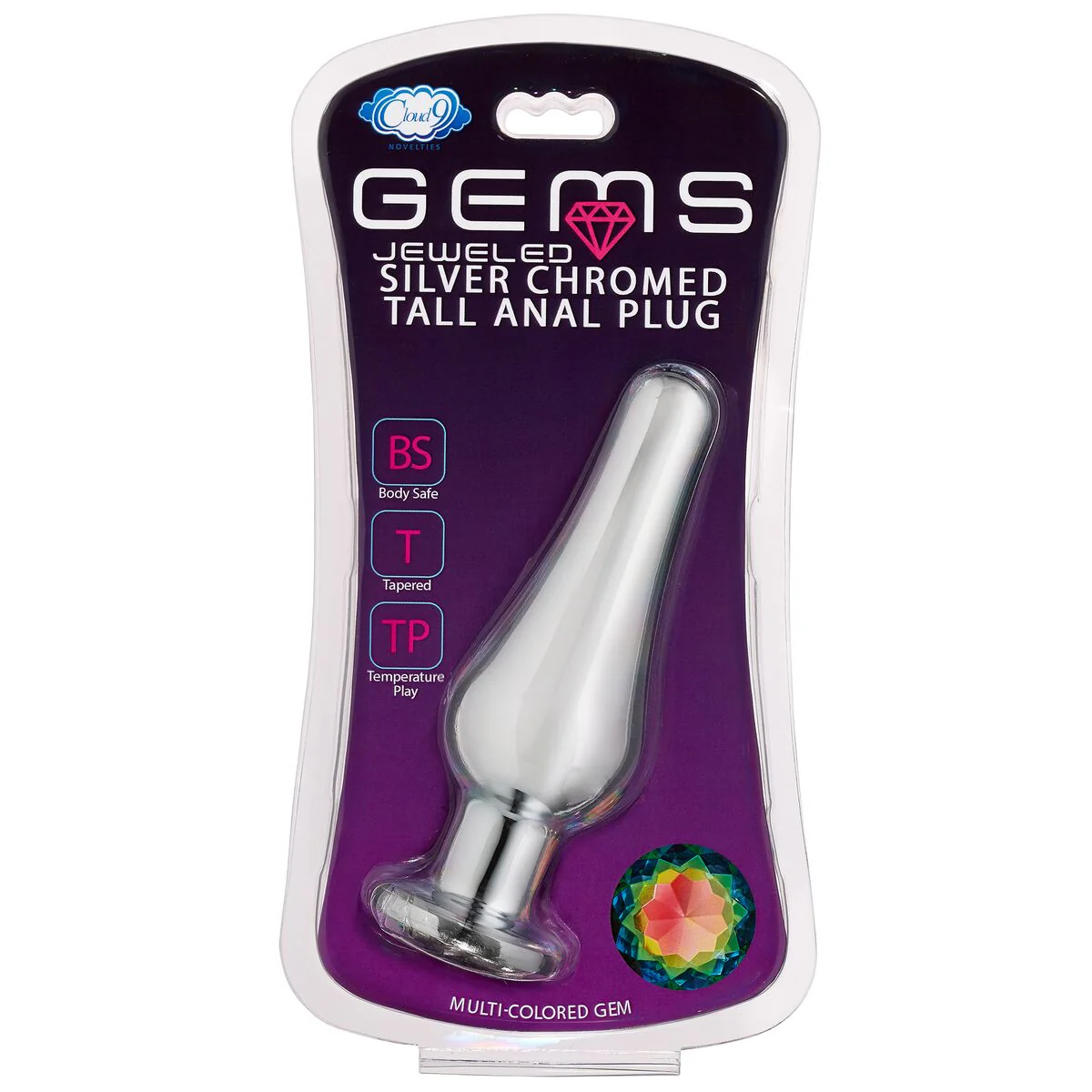 Cloud 9 gems silver chromed tall anal plug - Image 12