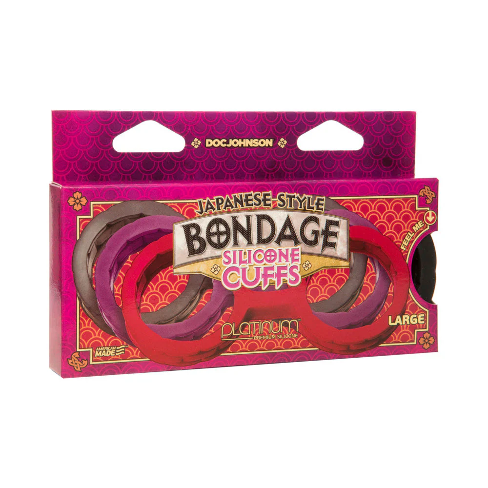 Japanese Bondage Silicone Cuffs Large Black - Image 12