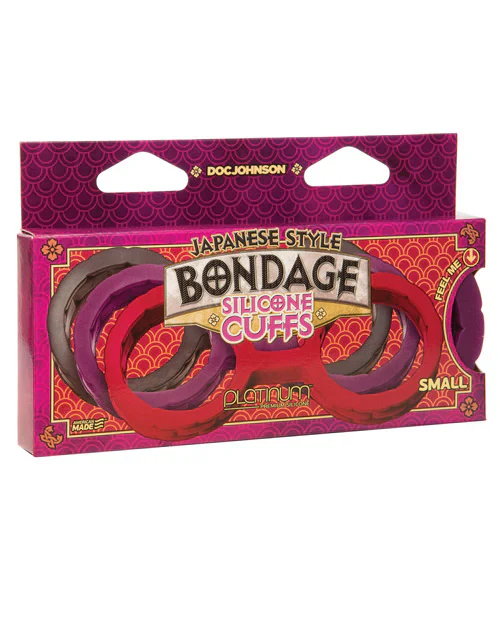 Japanese Bondage Silicone Cuffs Large Black - Image 2