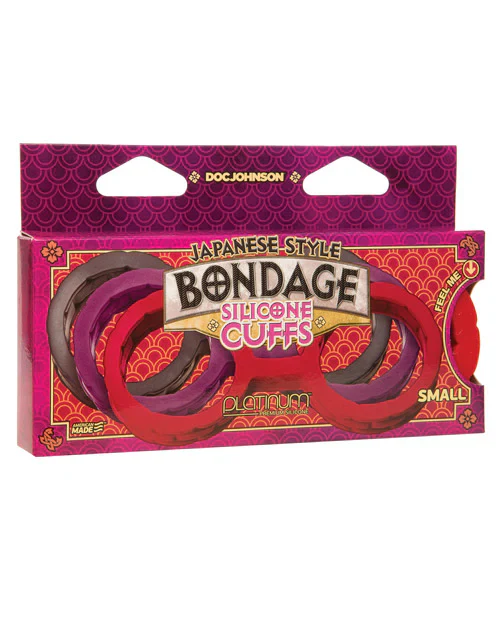 Japanese Bondage Silicone Cuffs Large Black - Image 4
