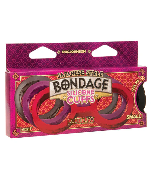 Japanese Bondage Silicone Cuffs Large Black - Image 8