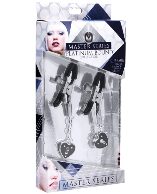 Master Series Charmed Heart Padlock Nipple Clamps - Image 5