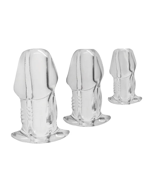 Master Series - Dicked Clear Hollow Anal Plug Set