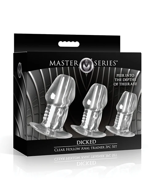 Master Series - Dicked Clear Hollow Anal Plug Set - Image 4