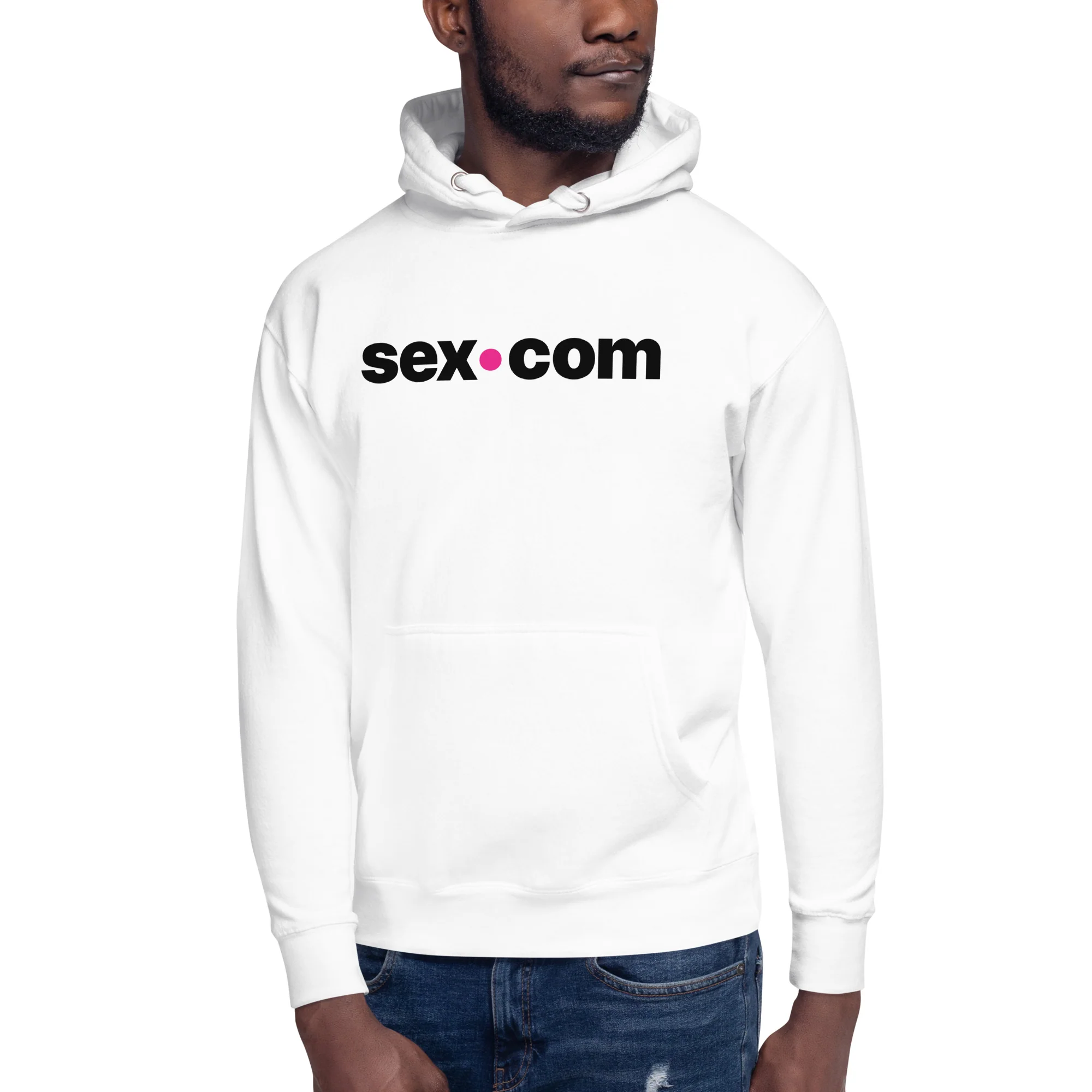 Sex.com Unisex Hoodie - White - Image 2