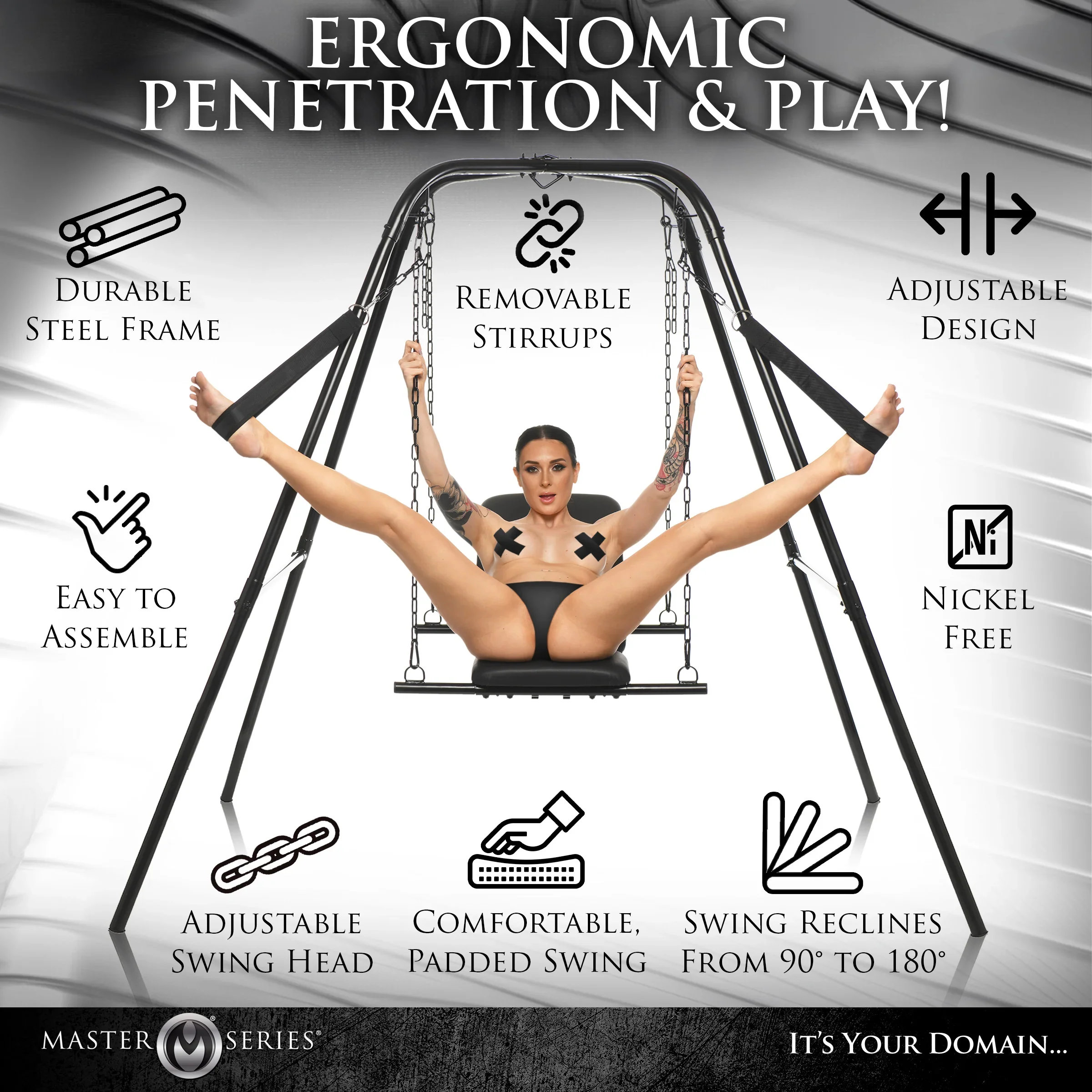 Throne Adjustable Sex Sling with Stand - Image 4