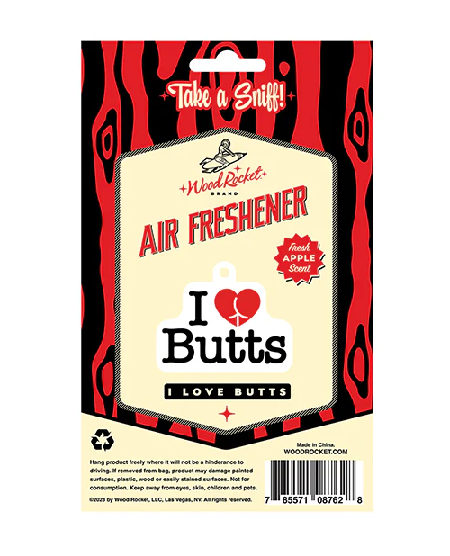 Wood Rocket "I Love Butts" Air Freshener - Image 2