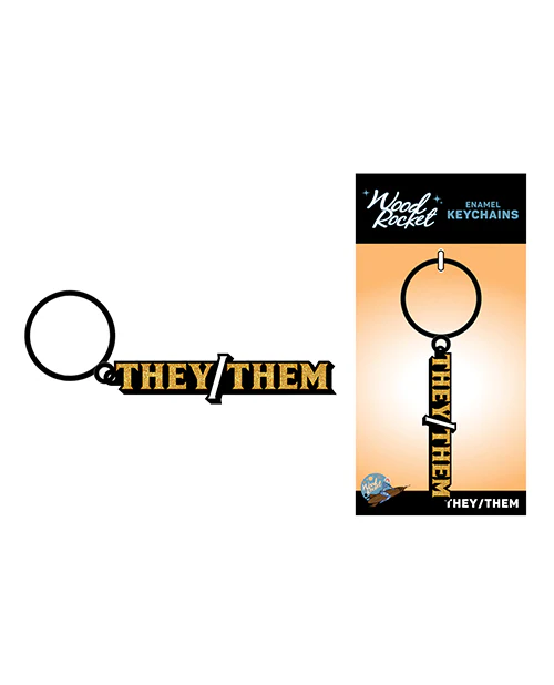 Wood Rocket Pronoun Keychain - Image 2