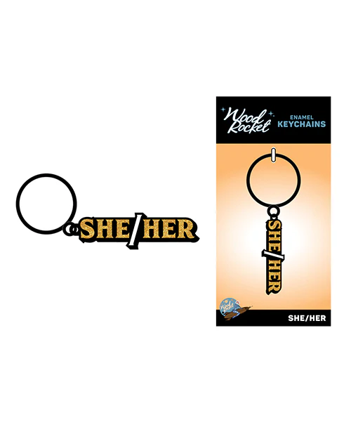 Wood Rocket Pronoun Keychain - Image 4