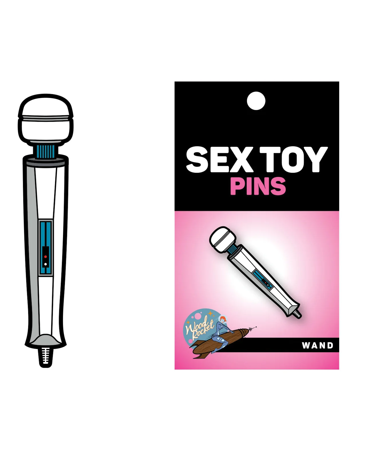 Wood Rocket Sex Toy Pin - Image 3